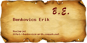 Benkovics Erik névjegykártya